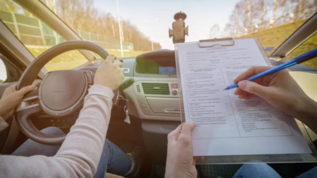 DMV permit test study guide with driver handbook, road signs, and practice questions checklist